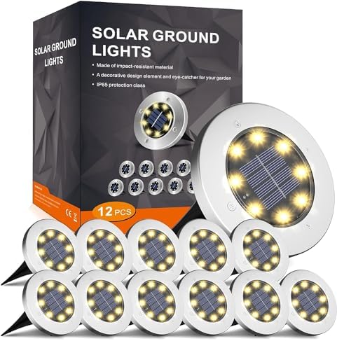 INCX Solar Lights Outdoor Waterproof,12 Pack Solar Lights for Outside, Solar Garden Lights Landscape Lighting for Patio Pathway Lawn Yard Deck Driveway Walkway, Warm White