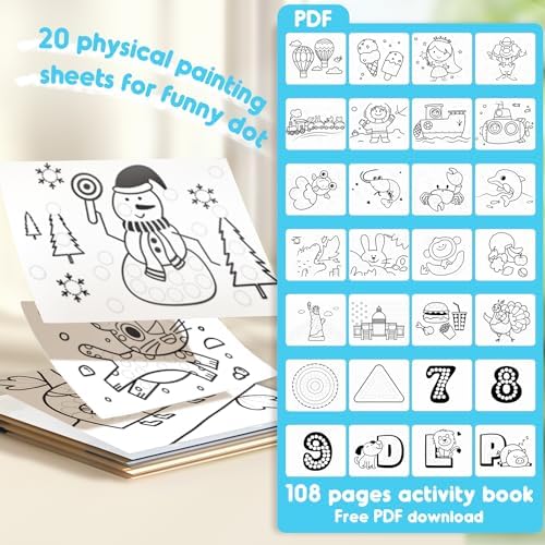 Jar Melo Washable Dot Markers for Toddlers 1-3, 12 Colors Dot Paints with 108 PDF & 20 Physical Activity Papers, Non-Toxic Bingo Daubers for Toddlers 2-4, Kids Arts and Crafts Supplies