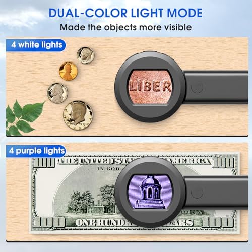 Pocket Digital Microscope for Adults Kids: 100X Handheld Magnifying Glass with Light, USB Coin Magnifier for Collector, Portable Jewelers Loupe with 2" Screen, Mini Scope for Trichome