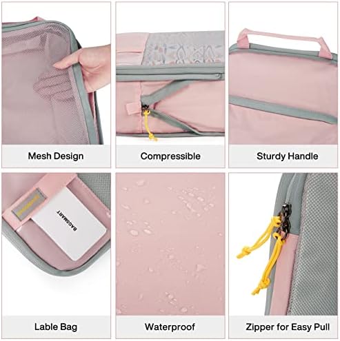 BAGSMART 6 Set Compression Packing Cubes - Lightweight Travel Essentials, Durable Luggage Organizer