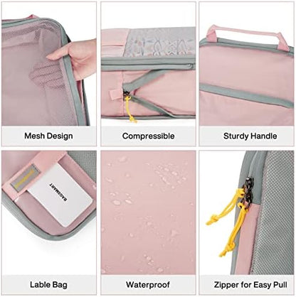 BAGSMART 6 Set Compression Packing Cubes - Lightweight Travel Essentials, Durable Luggage Organizer