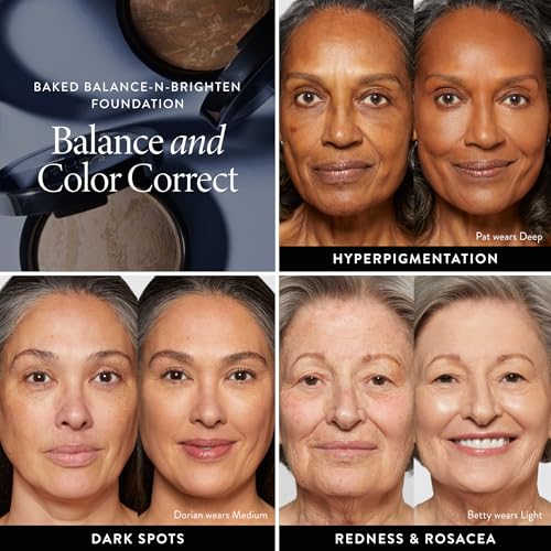 LAURA GELLER NEW YORK Award-Winning Baked Balance-n-Brighten Color Correcting Powder Foundation - Porcelain - Buildable Light to Medium Coverage - Demi-Matte Natural Finish