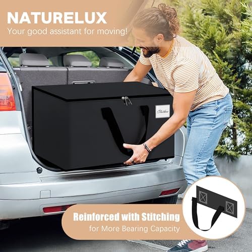 Heavy Duty Moving Bags - Extra Large Packing Bags and Storage Totes, Collapsible and Foldable Option for Moving and Storage, Black, 93 L - 6 Pack