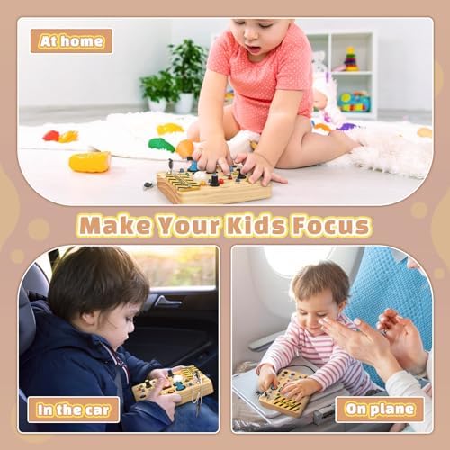 Joyreal Montessori Busy Board Wooden Sensory Toys for Toddler with LED Light Up Switch, Baby Fidget Board Travel Toys for 18+ Months, 1 2 3 Year Old Boys Girls Toddler Toy Gifts (Classic)
