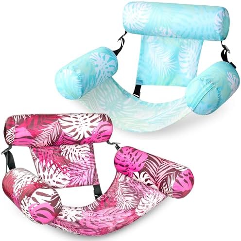 SLOOSH Inflatable Pool Floats Adult,2 Packs Floating Lounge Chairs,Blow up Pool Noodles for Adult Heavy Duty,Floating Chair for Party Summer Water Beach Lake Fun