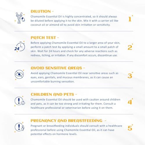 HIQILI 100ML Chamomile Essential Oil, Pure & Natural Chamomile Oil for Diffueser, Skin, Soap, Shampoo - 3.38 Fl Oz