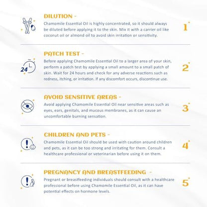 HIQILI 100ML Chamomile Essential Oil, Pure & Natural Chamomile Oil for Diffueser, Skin, Soap, Shampoo - 3.38 Fl Oz