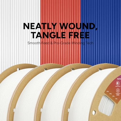 OVERTURE 4KG Bundle PLA Filament 1.75mm, Neatly Wound 3D Printer Filament 4 Pack 1kg Spool (2.2lbs), Dimensional Accuracy +/- 0.02 mm, Fit Most FDM 3D Printers (White 4-Pack)
