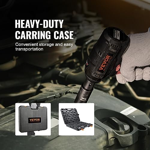 VEVOR 1/2" Drive Impact Socket Set, 65 Piece SAE 3/8" to 1-1/4" and Metric 10-24mm, 6 Point Cr-V Alloy Steel for Auto Repair, Easy-to-Read Size Markings, Rugged Construction, Storage Case