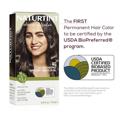 Naturtint 4G Golden Chestnut Permanent Hair Color (Pack of 6), Ammonia Free, Vegan, Cruelty Free, up to 100% Gray Coverage, Long Lasting Results (Packaging may vary)
