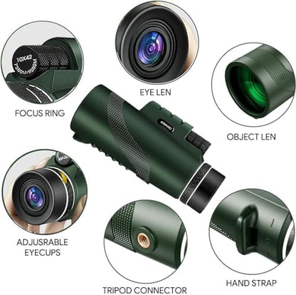 Birthday Gifts for Men Dad Him Husband Teen, 10x42 Compact Monocular Telescope, High Powered FMC & BAK4 Scope, for Fathers Day, Outdoors Survival Hiking Gear for Adventure, White Elephant Gifts