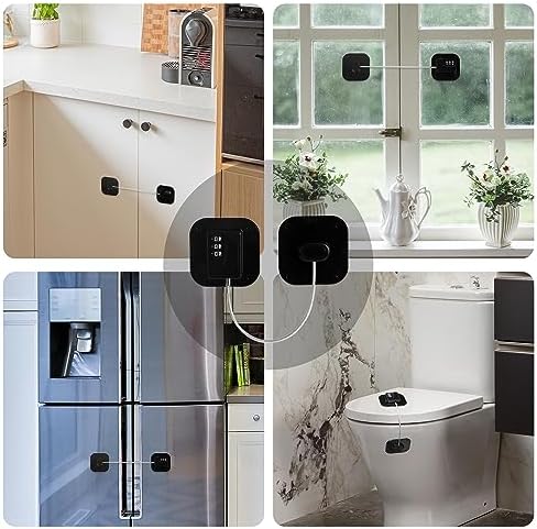 Refrigerator Lock, Heavy Duty Fridge Lock, Combination Lock for Refrigerator Cabinets, Drawers, Safety, Easy Install No Keys Needed (Black-2Pack)