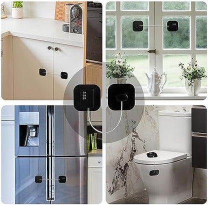 Refrigerator Lock, Heavy Duty Fridge Lock, Combination Lock for Refrigerator Cabinets, Drawers, Safety, Easy Install No Keys Needed (Black-2Pack)