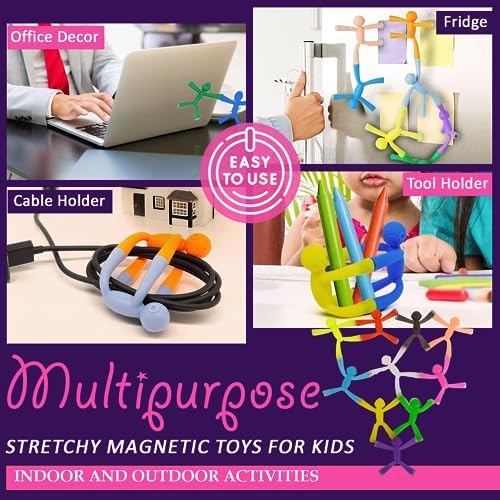 MAGMEN Enhanced Grip Magnetic Fidget Figures for Kids 3-8 & Toddlers | 10-Piece Opaque Colors Multipurpose Magnets Set for Travel, Road Trip, Office & Stocking Stuffer Gifts.