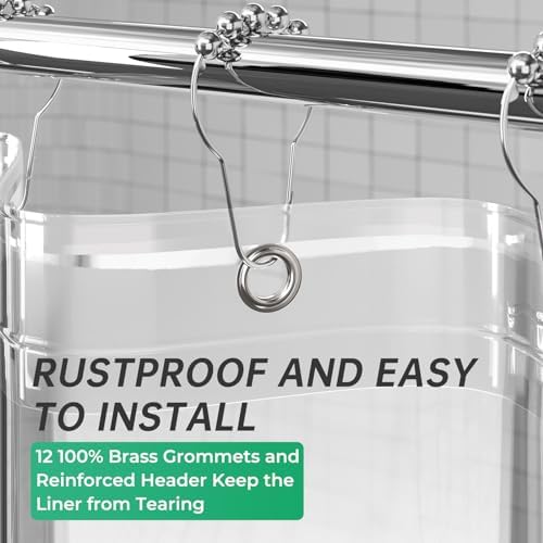 AmazerBath Plastic Shower Curtain 84 Inches Long, 72 x 84 Clear Weighted Extra Long Shower Curtain, PEVA Heavy Duty Tall Bathroom Curtains with 3 Big Clear Weighted Stones and 12 Grommet Holes