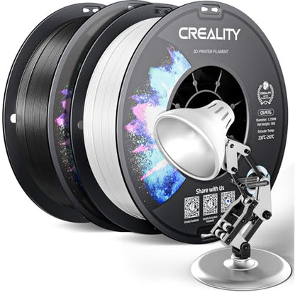 Official Creality PETG 3D Printer Filament 1.75mm 2KG (4.4lbs), High Precision, Strong Toughness, Odorless, Better Flow, Moistureproof 3D Printing CR PETG Filament, Black+White