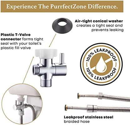 Purrfectzone Bidet Sprayer for Toilet, Handheld Sprayer Kit, Cloth Diaper Sprayer Set - Easy to Install - Stainless Steel