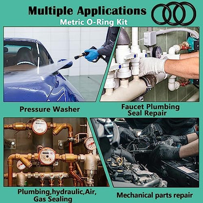 1540 Pcs 32 Size O-Rings Kit Nitrile Rubber O Ring Assortment with 4 Hook Set for Various Car Auto Vehicle Repair Plumbing Pressure Washer Air or Gas Sealing Connections Resist Oil and Heat