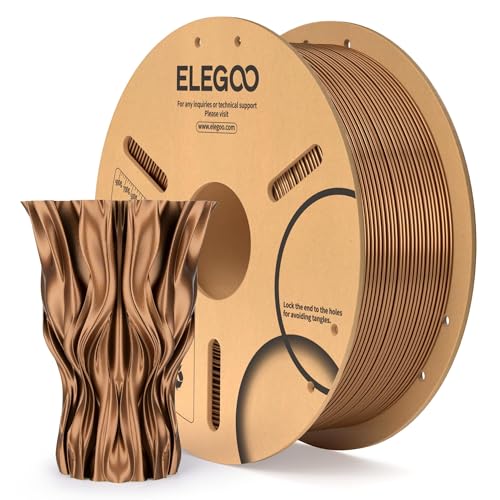 ELEGOO Metal PLA Filament 1.75mm Bronze 1KG, Metallic Shiny 3D Printer Filament with Actual Metal Filled, 1kg Spool(2.2lbs) Fits for Most FDM 3D Printers