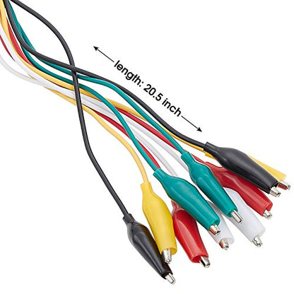 WGGE WG-026 10 Pieces and 5 Colors Test Lead Set & Alligator Clips,20.5 inches / 22 AWG Wire (5 Pack)