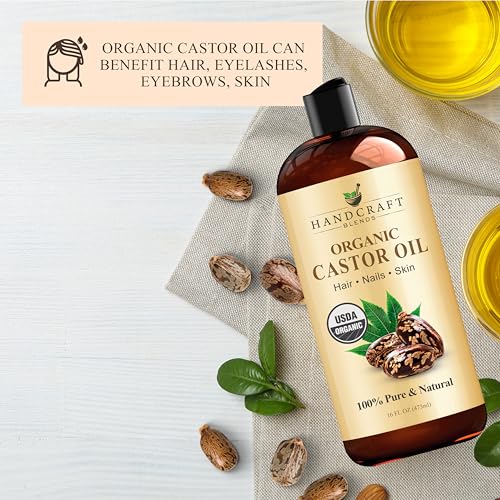 Handcraft Blends Castor Oil Pack Wrap - Organic Castor Oil 16 oz with Reusable Wraps - Durable Comfortable Pack Wraps for Neck and Stomach with Adjustable Elastic Straps