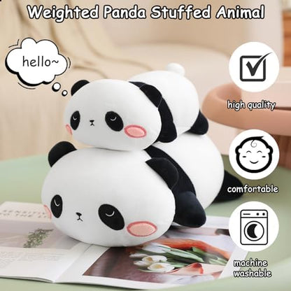 SQEQE Weighted Panda Plush, Weighted Panda Stuffed Animal, Cute Plushies Soft Bear Pillow Toy Gift for Kids Adults 9.8 Inch, 0.8 Lbs