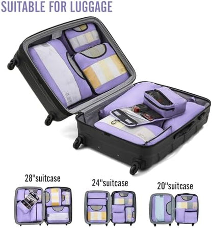 Veken 8 Set Packing Cubes for Travel Essentials, Suitcase Organizer Bags in 4 Sizes, Carry-On Luggage Accessories with Large Laundry & Hanging Toiletry Bag, Must-Have for Airplane, Road Trip & Camping