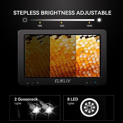 Elikliv 1200X Digital Microscope 7'' Screen, 1080P Coin Magnifier with 12MP Camera Sensor, 10 LED Lights - Microscope for Adults, Windows/Mac OS Compatible, Model EDM9