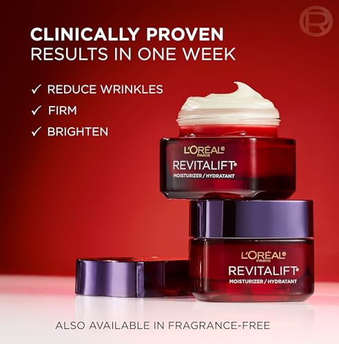 L'Oreal Paris Revitalift Triple Power Anti-Aging Face Moisturizer, Fragrance Free, Pro Retinol, Hyaluronic Acid & Vitamin C to Reduce Wrinkles, Firm & Brighten Skin, 2.55 Oz