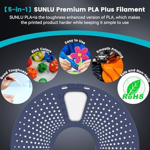 SUNLU PLA Plus Filament 1.75mm Black 1KG, Neatly Wound 3D Printer Filament 1.75mm, PLA+ 1000g, Dimensional Accuracy +/- 0.02 mm, Fit Most FDM 3D Printers, 1kg Spool (2.2lbs), Roasted Chestnut Black