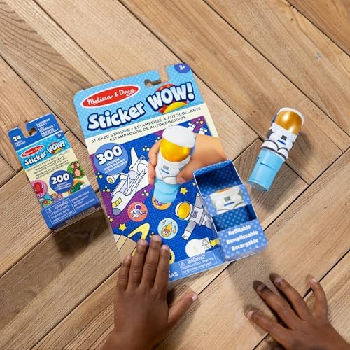 Melissa & Doug Sticker Wow!™ Astronaut Bundle: 24-Page Activity Book, Refillable Sticker Stamper, Mini Pad, 500 Stickers, Arts and Crafts for Kids Ages 3+