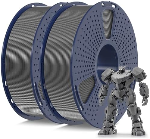 SUNLU PETG Filament 1.75mm Bundle, Less Stringing and Good Layer Adhesion 3D Printer Filament, Individually Vacuum Packed, 2kg in Total, 1kg per Spool, PETG 2 Pack, Grey+Grey