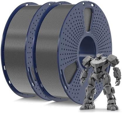 SUNLU PETG Filament 1.75mm Bundle, Less Stringing and Good Layer Adhesion 3D Printer Filament, Individually Vacuum Packed, 2kg in Total, 1kg per Spool, PETG 2 Pack, Grey+Grey