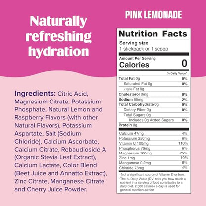 Ultima Replenisher Daily Electrolyte Powder Drink Mix – Sugar Free – Pink Lemonade, 20 Stickpacks – Hydration Packets with 6 Electrolytes and Trace Minerals – Keto Friendly, Vegan, Non-GMO