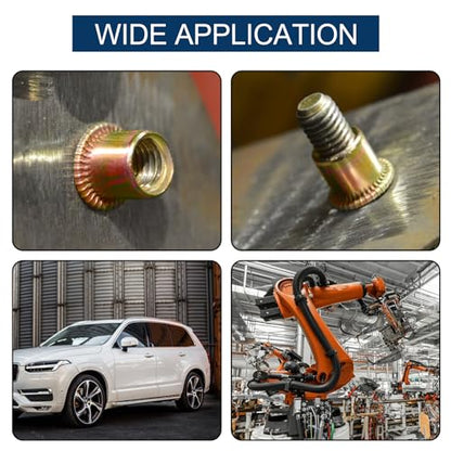 Metric & SAE Rivet Nut Assortment Kit(420 Pcs),m3 m4 m5 m6 m8 m10 m12#6-32#8-32#10-24 1/4"-20 5/16"-18 3/8"-16 UNC Flat Head Rivnut Set,Zinc Plated Finish Carbon Steel Nutsert