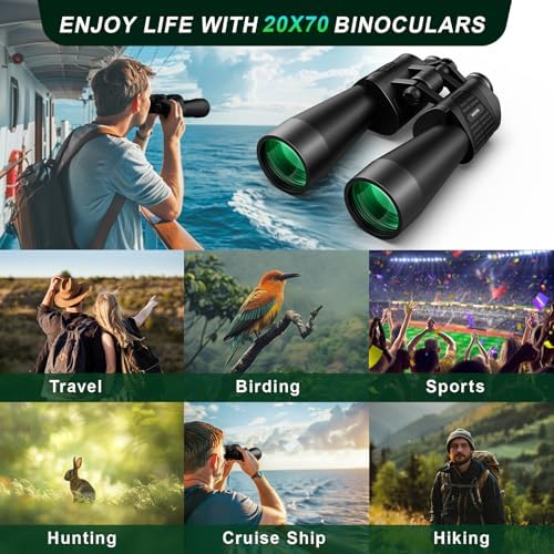 20x70 Binoculars for Adults High Powered - WOZEL HD Bird Binoculars with Clear Low Light Vision - Powerful Binocular for Bird Watching Hunting Travel Outdoor Hiking
