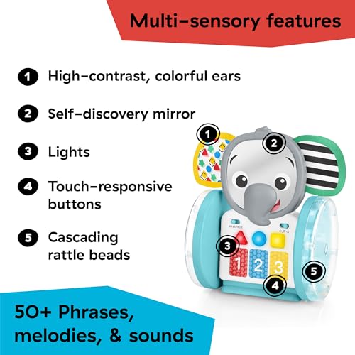 Baby Einstein Chase & Tap Earl Crawling Baby Toy, with Mirror and Music, Ages 6 Months and Up