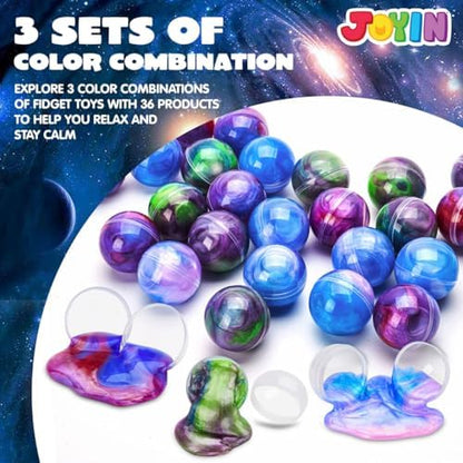 JOYIN Slime Party Favors, 24 Pack Galaxy Slime Ball - Stretchy, Non-Sticky, Mess-Free, Stress Relief, and Safe - Toys for Girls and Boys - Classroom Reward, Party Supplies