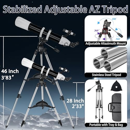 Telescope, 90mm Aperture 900mm Astronomical Refractor Telescope for Adults High Powered - Multi-Coated Professional Telescopes for Astronomy Beginners with AZ Mount, Portable Carry Bag, Phone Adapter