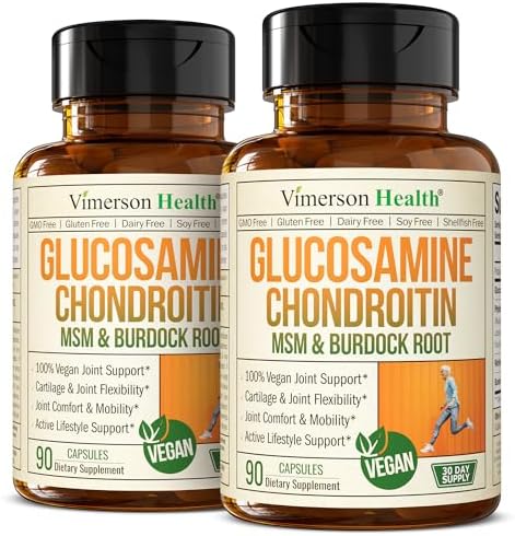 Vegan Glucosamine Chondroitin MSM - 100% Vegan Joint Support Supplement for Women & Men with Burdock and Glucosamine Sulfate 1500 mg. Used for Cartilage and Joint Health and Flexibility - 2 Pack