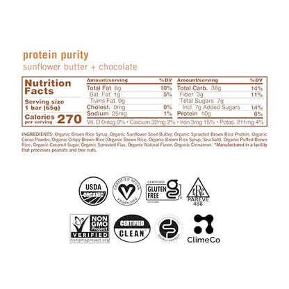 GoMacro MacroBar Organic Vegan Protein Bars - Sunflower Butter + Chocolate (2.3 Ounce Bars, 12 Count