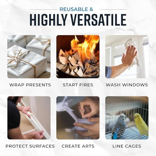 Bryco Goods Large Newsprint Packing Paper Roll - 1000'L x 18”W (700 Sheets 17” Long Equivalent) - USA Made - Newspaper Paper - Packaging, Storage, Shipping & Moving Supplies