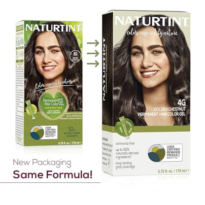 Naturtint 4G Golden Chestnut Permanent Hair Color (Pack of 6), Ammonia Free, Vegan, Cruelty Free, up to 100% Gray Coverage, Long Lasting Results (Packaging may vary)