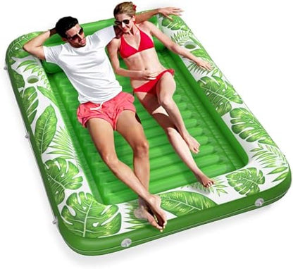 Inflatable Tanning Pool Lounger Float - Jasonwell 4 in 1 Sun Tan Tub Sunbathing Pool Lounge Raft Floatie Toys Water Filled Tanning Bed Mat Pad for Adult Blow Up Kiddie Pool Kids Ball Pit Pool