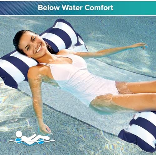 Aqua 4-in-1 Monterey Hammock Pool Float & Water Hammocks, 1-2-3-4 Multipacks – Multiple Colors/Styles – for Adults and Kids Floating