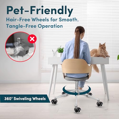 Lifelong Office Chair Wheels Replacement Rubber Chair Casters for Hardwood Floors and Carpet, Set of 5, Heavy Duty Casters for Chairs to Replace Office Chair Mats - Fits 98%