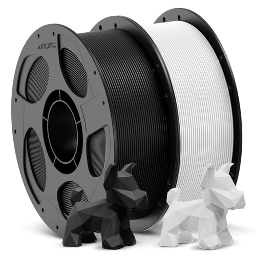 ANYCUBIC 3D Printer Filament PLA Bundle, PLA Filament 1.75mm Dimensional Accuracy +/- 0.02mm, 1KG Reusable Spool, 2KG Black+White