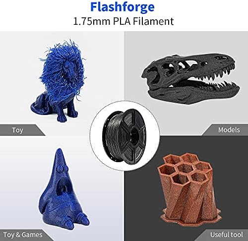 FLASHFORGE PLA Filament 1.75mm Galaxy Matte Black, 3D Printer Filament with Silver Glitter 1kg (2.2lbs) Spool, Dimensional Accuracy +/- 0.02mm, Shimmering 3D Printing Filament for Unique Finish
