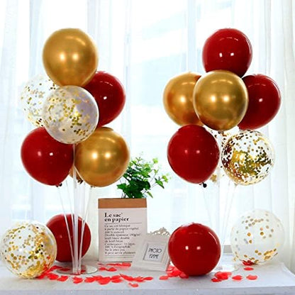 Red and Gold Balloon Stand Centerpiece Table Decorations for 49ers Party Birthday Graduation Wedding Mother's Day Anniversary Christmas New Year's Eve Party Decorations(Red gold set4)
