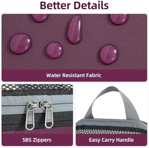 BAGAIL 4 Set/6 Set/8 Set Compression Packing Cubes Travel Accessories Expandable Packing Organizers (Half Mesh, 6-Burgundy)